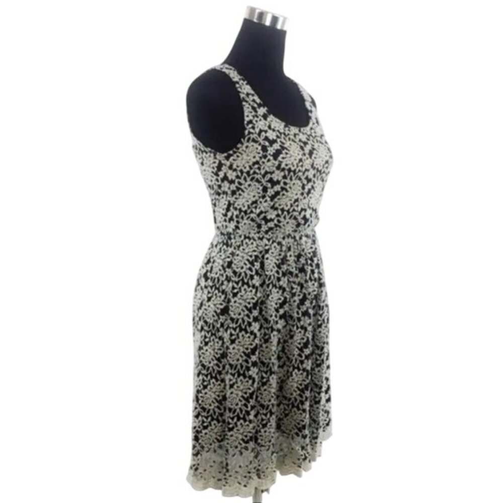Anthropologie Floral Lace Sleeveless Scalloped Hem Cinched Waist Dress - Picture 5 of 16